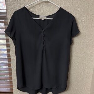 LOFT Women's Classic Gray Button-Front Blouse